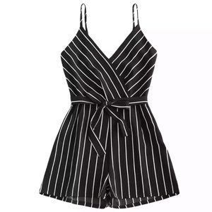 Striped black and white romper small